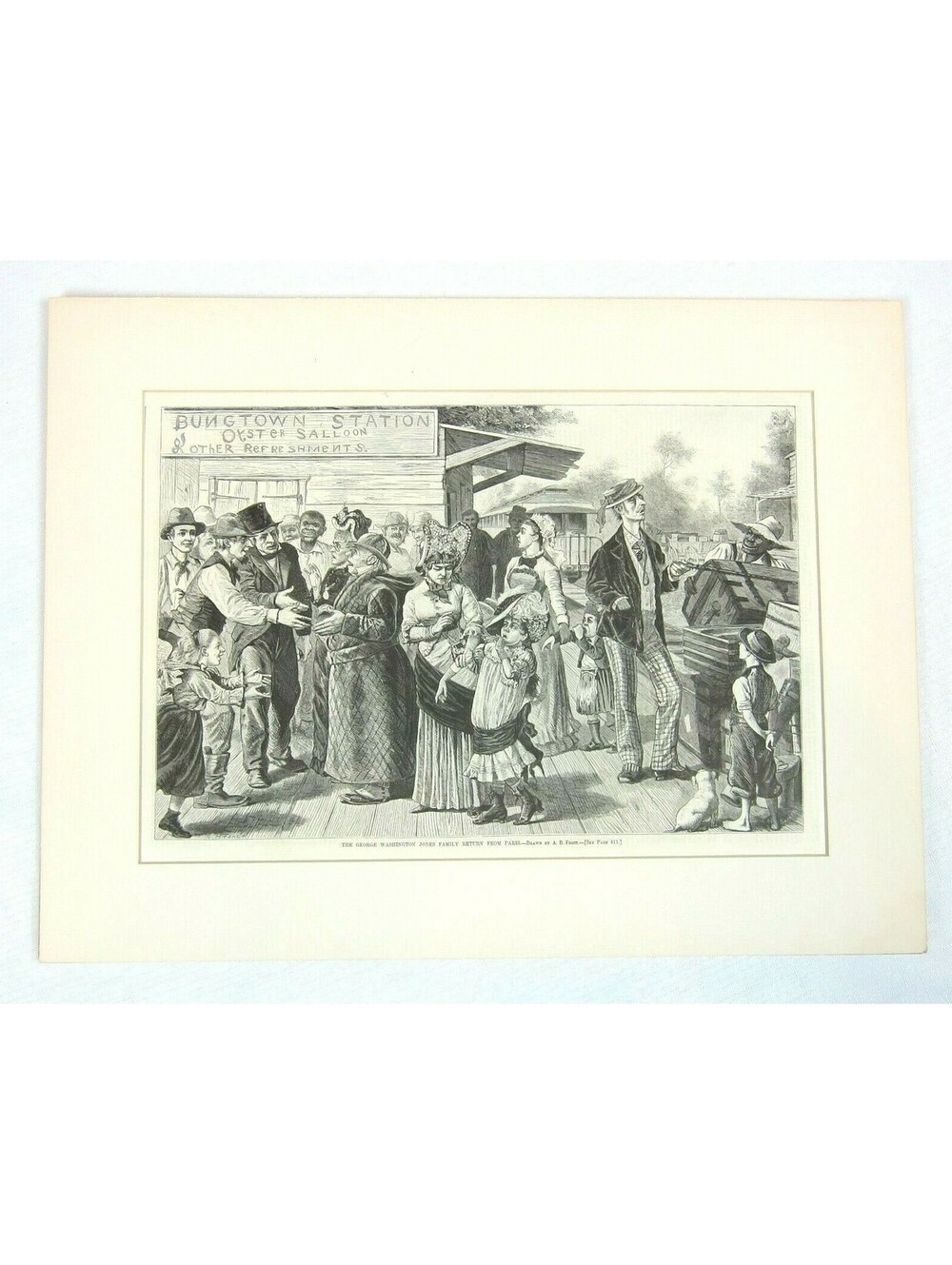Antique 1878 Print Wood Engraving George Washington Jones Family Harpers Weekly